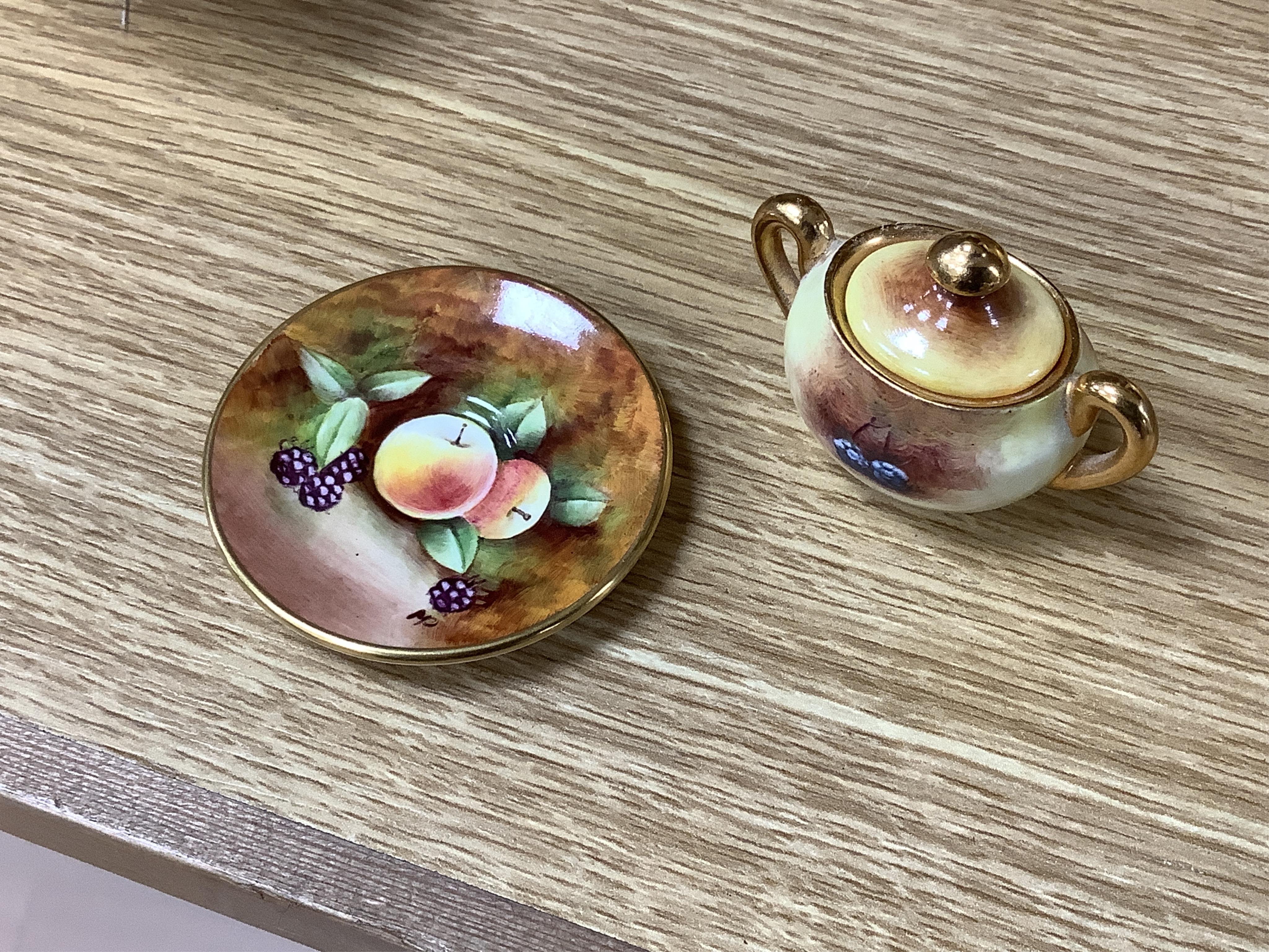 A collection of Aynsley ‘Orchard Gold’ fruit-painted tea/dinner wares and vases, largely signed by D Jones, largest 26cm in diameter